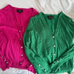 Truth Women's Pink and Green Cardigan Sweater Set